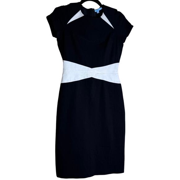 Antonio Melani Sheath Dress Womens 2 Black White Flattering Minimalist Party LBD - Picture 1 of 7